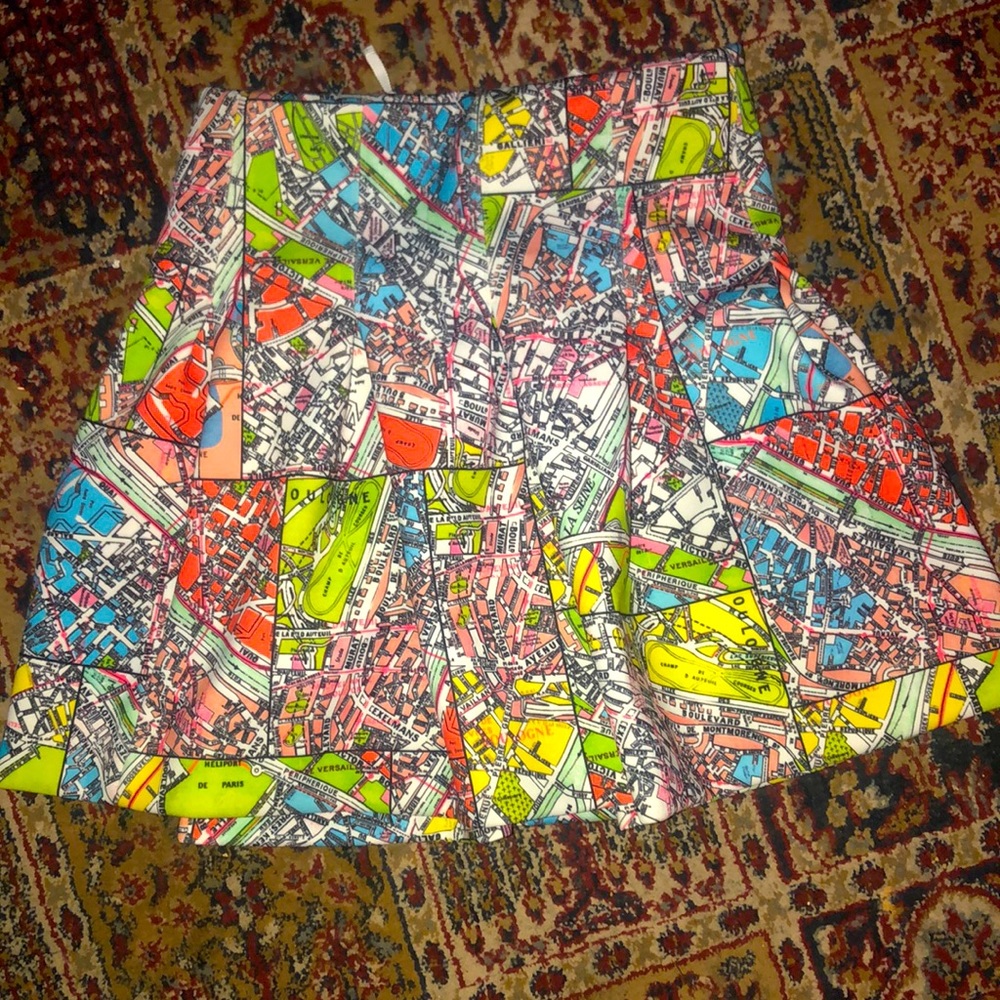 Maeve Anthropologie Womens Zip Back Pleated Mini Skirt Multicolor size 4